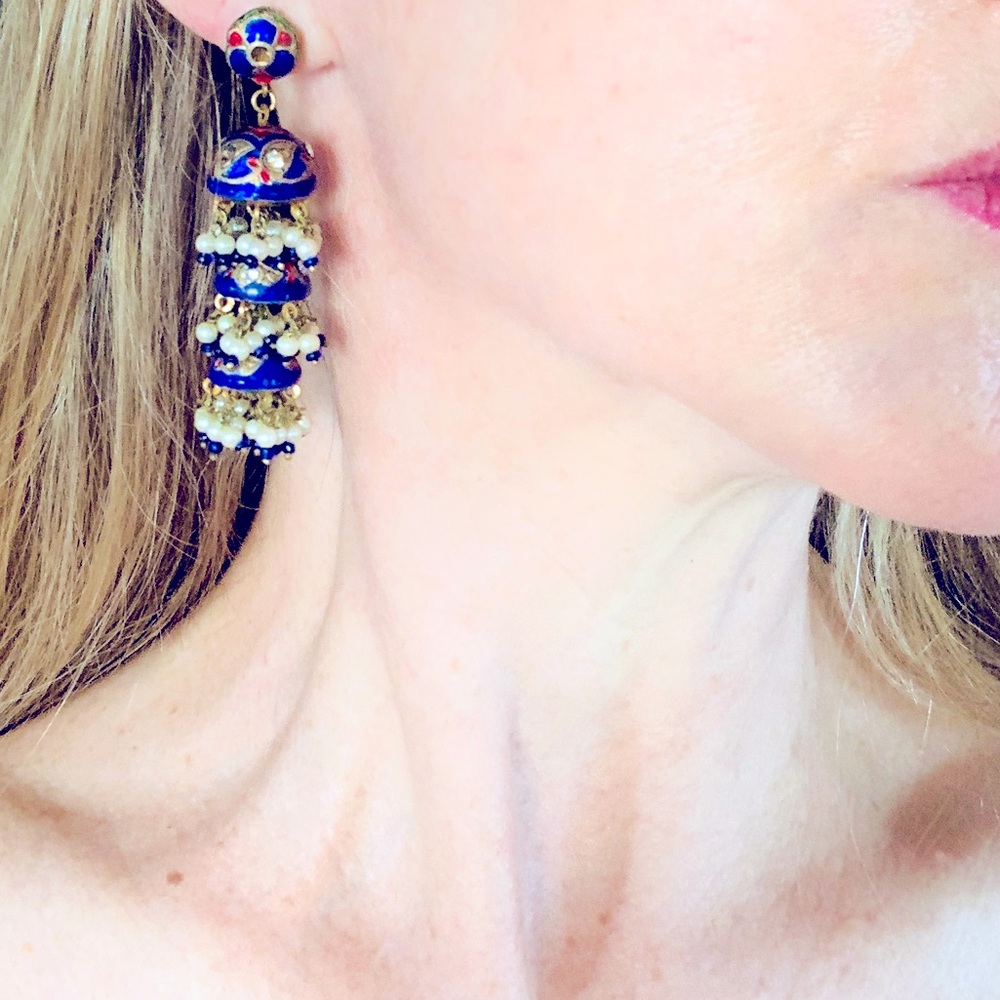 Stunning Vintage Boho Enamel Droplet Earrings💙. GORGEOUS Colours. Lightweight🤗